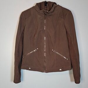 COFFEESHOP Women's Medium Olive Green Hooded Jacket Full Zip Casual Outerwear